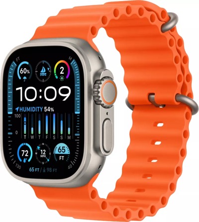 Apple Watch Ultra 2 LTE 49 мм (титановый корпус, титановый/оранжевый, ремешок из эластомера)
