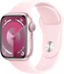 Apple Watch Series 9 41 мм (алюминиевый корпус, розовый/розовый, спортивный силиконовый ремешок S/M) - фото