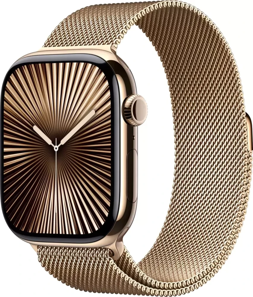 Умные часы Apple Watch Series 10 LTE 46 мм (титановый корпус, золотистый/золотистый, миланская петля)