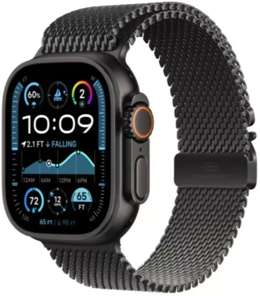 Умные часы Apple Watch Ultra 2 LTE 49 мм (титановый корпус, черный/черный, ремешок миланская петля размера M)