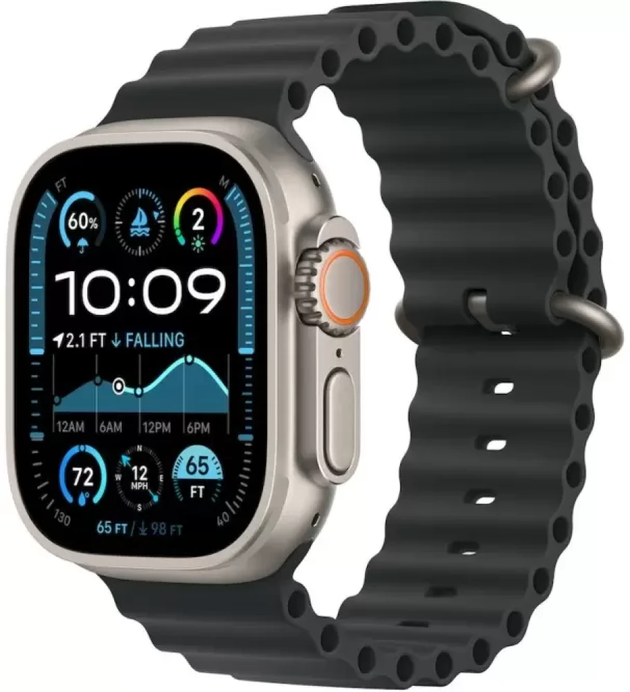 Умные часы Apple Watch Ultra 2 LTE 49 мм (титановый корпус, титановый/черный, ремешок из эластомера)