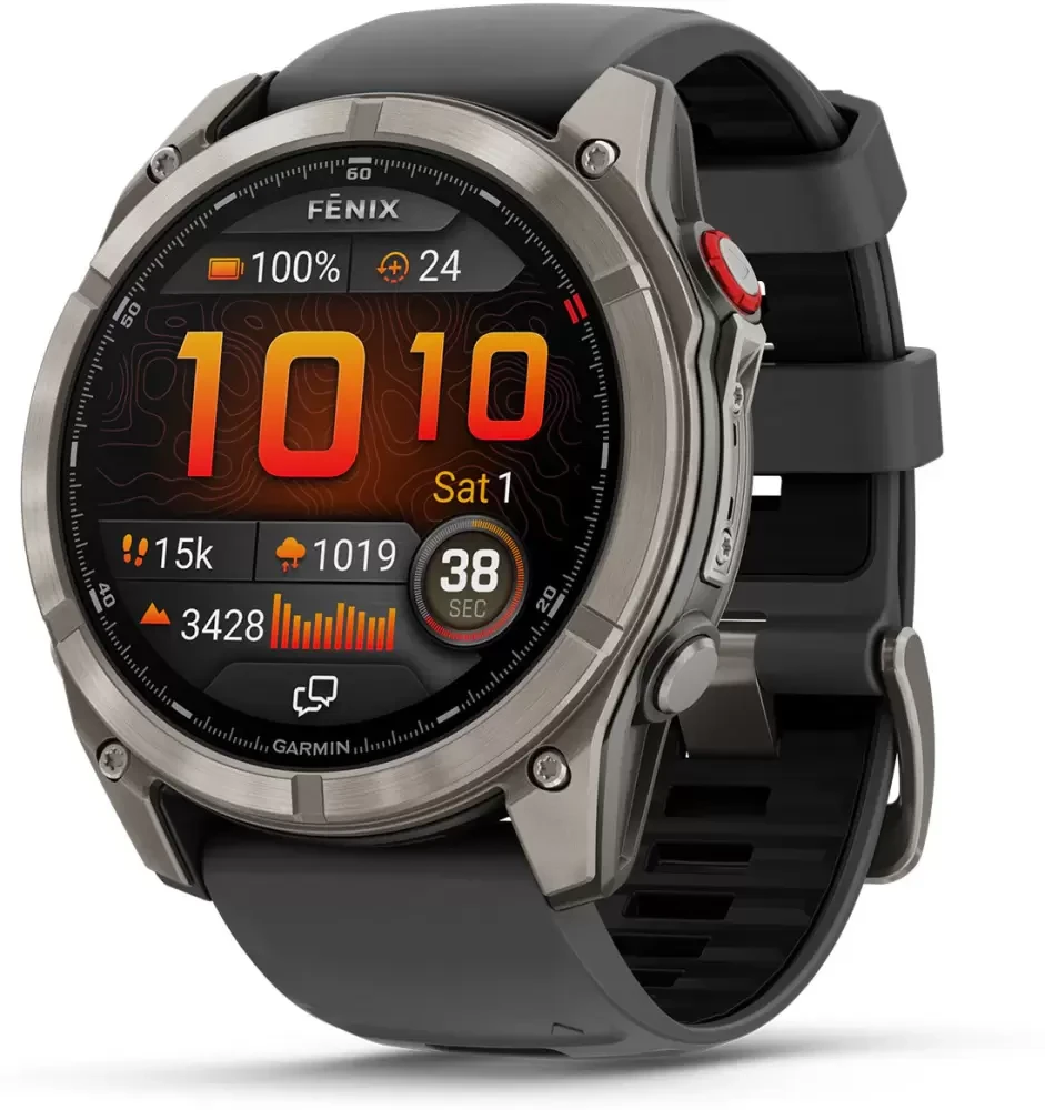 Умные часы Garmin Fenix 8 Pro 51мм (титановый, черный силиконовый ремешок)