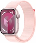 Apple Watch Series 9 41 мм (алюминиевый корпус, розовый/розовый, спортивный нейлоновый ремешок) - фото