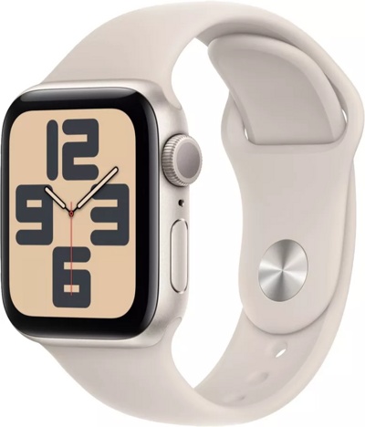 Apple Watch SE 2023 44 мм (алюминиевый корпус, звездный свет/звездный свет, спортивный силиконовый ремешок)
