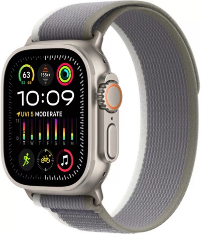 Apple Watch Ultra 2 LTE 49 мм (титановый корпус, титановый/серо-зеленый, нейлоновый ремешок размера M/L)