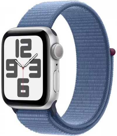 Apple Watch SE 2023 40 мм (алюминиевый корпус, серебристый/грозовой синий, нейлоновый ремешок)