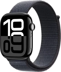 Apple Watch Series 10 46 мм (алюминиевый корпус, черный/темно-серый, нейлоновый ремешок - фото