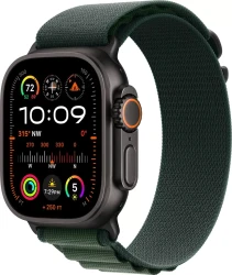мные часы Apple Watch Ultra 2 LTE 49 мм (титановый корпус, черный/темно-зеленый, ремешок из полиэстера L) - фото