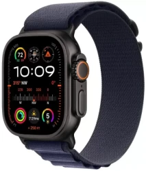Умные часы Apple Watch Ultra 2 LTE 49 мм (титановый корпус, черный/темно-синий, ремешок из полиэстера S) - фото