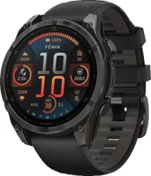 Умные часы Garmin Fenix 8 Sapphire 51мм (угольно-серый DLC, пепельно-черный силиконовый ремешок) - фото