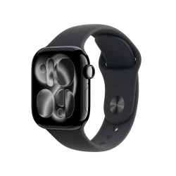 Умные часы Apple Watch Series 11 42 мм (алюминиевый корпус, черный/черный, спортивный силиконовый ремешок S/M) - фото