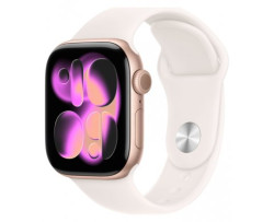 Умные часы Apple Watch Series 11 42 мм (алюминиевый корпус, розовое золото/легкие румяна, спортивный силиконовый ремешок S/M) - фото