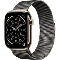 Умные часы Apple Watch Series 11 LTE 42 мм (титановый корпус, золотистый/сланец, миланская петля) - фото