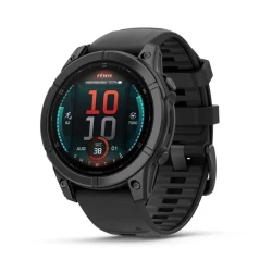 Умные часы Garmin Fenix E 47мм (серая сталь, черный силиконовый ремешок) - фото