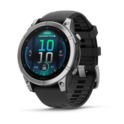 Умные часы Garmin Fenix E 47мм (нержавеющая сталь, черный силиконовый ремешок) - фото