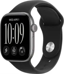 Умные часы Apple Watch Series 12 42 мм (алюминиевый корпус, серый космос/черный, спортивный силиконовый ремешок M/L) - фото