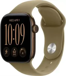 Умные часы Apple Watch Series 12 42 мм (алюминиевый корпус, темная бронза/оливковый, спортивный силиконовый ремешок M/L) - фото