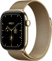 Умные часы Apple Watch Series 12 LTE 42 мм (титановый корпус, сияющее золото/сияющее золото, миланский браслет) - фото
