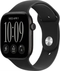 Умные часы Apple Watch Series 12 46 мм (алюминиевый корпус, черный/черный, спортивный силиконовый ремешок M/L) - фото