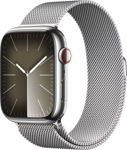 Apple Watch Series 9 LTE 41 мм (корпус из нержавеющей стали, серебристый/миланский серебристый) - фото