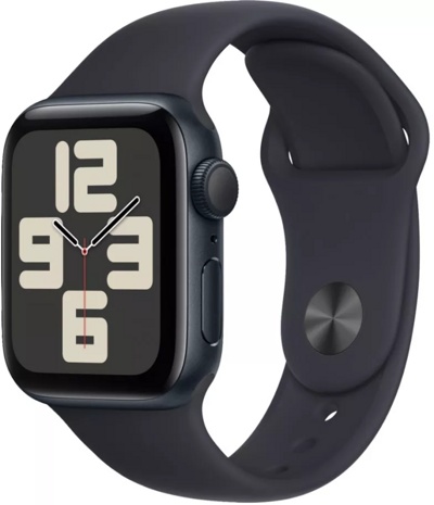 Apple Watch SE 2023 44 мм (алюминиевый корпус, полуночный/полуночный, спортивный силиконовый ремешок)
