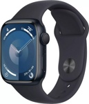 Apple Watch Series 9 41 мм (алюминиевый корпус, полуночный/полуночный, спортивный силиконовый ремешок S/M) - фото