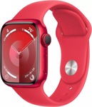 Apple Watch Series 9 41 мм (алюминиевый корпус, красный/красный, спортивный силиконовый ремешок S/M) - фото