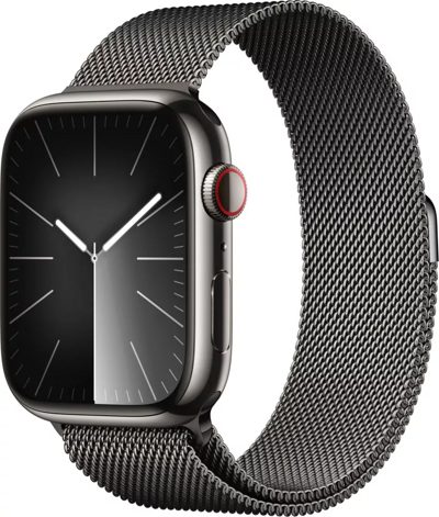 Apple Watch Series 9 LTE 45 мм (корпус из нержавеющей графит/миланский графитовый)