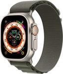 Apple Watch Ultra LTE 49 мм (титановый корпус, титановый/темно-зеленый, текстильный ремешок размера S) - фото